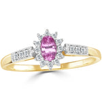 9k Gold Diamond Pink Sapphire Ring 0.14ct