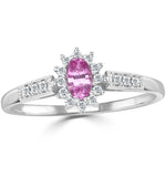18k White Gold Diamond Pink Sapphire Ring 0.14ct