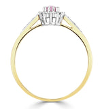 9k Gold Diamond Pink Sapphire Ring 0.14ct