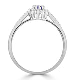 Tanzanite 5 X 3mm And Diamond 9k White Gold Ring