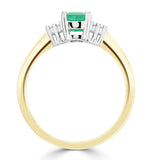 Emerald 0.65ct And Diamond 9k Gold Ring