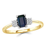 Sapphire 6 X 4mm And Diamond 9k Gold Ring  A3220