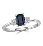Sapphire 6 X 4mm And Diamond 9k White Gold Ring