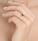 Sapphire 6 X 4mm And Diamond 18k Gold Ring