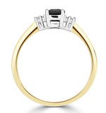 Sapphire 6 X 4mm And Diamond 18k Gold Ring