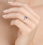 Tanzanite 6 X 4mm And Diamond 18k White Gold Ring  Fet37-vy