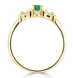 Emerald 3.75mm And Diamond 18k Gold Ring