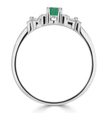Emerald 3.75mm And Diamond 9k White Gold Ring