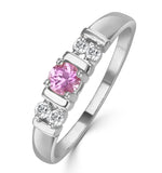 18k White Gold Diamond And Pink Sapphire Ring 0.10ct