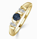 Kanchan Sapphire 3.75mm And Diamond 9k Gold Ring