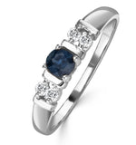 Sapphire 3.75mm And Diamond 18k White Gold Ring