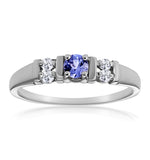 Tanzanite 3.75mm And Diamond 18k White Gold Ring