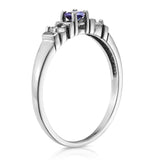 Tanzanite 3.75mm And Diamond 9k White Gold Ring