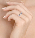 Sapphire 2.25 X 2.25mm And Diamond 9k White Gold Ring