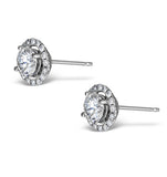Ella Halo Lab Diamond Earrings Set In 18k White Gold 1.34ct H/si