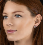 Pink Tourmaline 1.60ct And Diamond Halo Earrings 18k White Gold Fg29