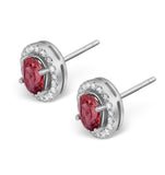 Pink Tourmaline 1.60ct And Diamond Halo Earrings 18k White Gold Fg29
