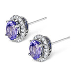 Tanzanite 7 X 5mm And Diamond 18k White Gold Earrings