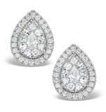 Halo Diamond Earrings 1.20ct Pear Shaped Galileo In 18k White Gold