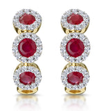 Ruby And Diamond Trilogy Earrings In 18k Gold - Asteria Collection
