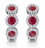 Ruby And Diamond Trilogy Earrings 18k White Gold - Asteria Collection