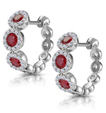 Ruby And Diamond Trilogy Earrings 18k White Gold - Asteria Collection