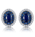 Sapphire And Diamond Halo Earrings 18k White Gold - Asteria Collection