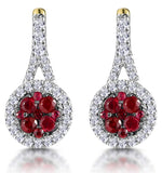 0.75ct Ruby Diamond Halo Earrings In 18k Gold - Asteria Collection