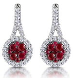0.75ct Ruby And Diamond Halo Earrings 18kw Gold - Asteria Collection