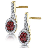 0.75ct Ruby Diamond Halo Earrings In 18k Gold - Asteria Collection