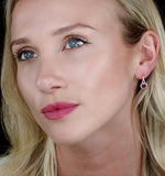 0.75ct Ruby Diamond Halo Earrings In 18k Gold - Asteria Collection