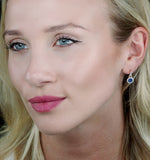 0.75ct Sapphire And Diamond Halo Earrings 18k Gold Asteria Collection