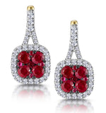 1.05ct Ruby And Diamond Halo Earrings In 18k Gold - Asteria Collection