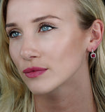 1.05ct Ruby And Diamond Halo Earrings 18kw Gold - Asteria Collection