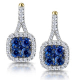 1ct Sapphire And Diamond Halo Earrings 18k Gold - Asteria Collection