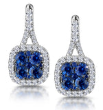 1ct Sapphire And Diamond Halo Earrings 18kw Gold - Asteria Collection