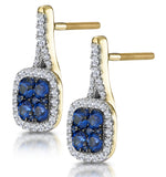 1ct Sapphire And Diamond Halo Earrings 18k Gold - Asteria Collection