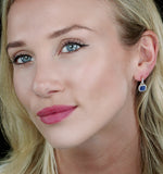 1ct Sapphire And Diamond Halo Earrings 18k Gold - Asteria Collection