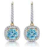 2ct Blue Topaz And Diamond Halo Earrings 18k Gold - Asteria Collection