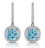 2ct Blue Topaz And Diamond Halo Earrings 18kw Gold Asteria Collection