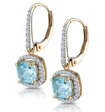 2ct Blue Topaz And Diamond Halo Earrings 18k Gold - Asteria Collection