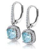 2ct Blue Topaz And Diamond Halo Earrings 18kw Gold Asteria Collection