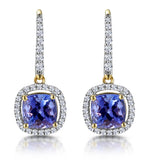2ct Tanzanite And Diamond Halo Earrings 18k Gold - Asteria Collection