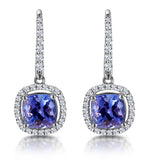 2ct Tanzanite And Diamond Halo Earrings 18kw Gold - Asteria Collection