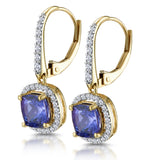 2ct Tanzanite And Diamond Halo Earrings 18k Gold - Asteria Collection