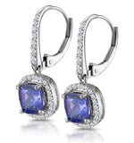 2ct Tanzanite And Diamond Halo Earrings 18kw Gold - Asteria Collection