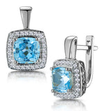 3ct Blue Topaz And Diamond Halo Earrings 18kw Gold Asteria Collection