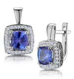 3ct Tanzanite And Diamond Halo Earrings 18kw Gold - Asteria Collection