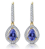 1.4ct Tanzanite And Diamond Halo Earrings 18k Gold Asteria Collection