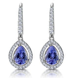 1.4ct Tanzanite And Diamond Halo Earrings 18kw Gold Asteria Collection